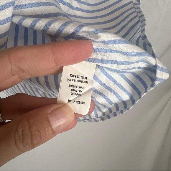 Ann Mashburn Mandarin Paulina Button Up Blue Striped Shirt - Picture 4 of 5